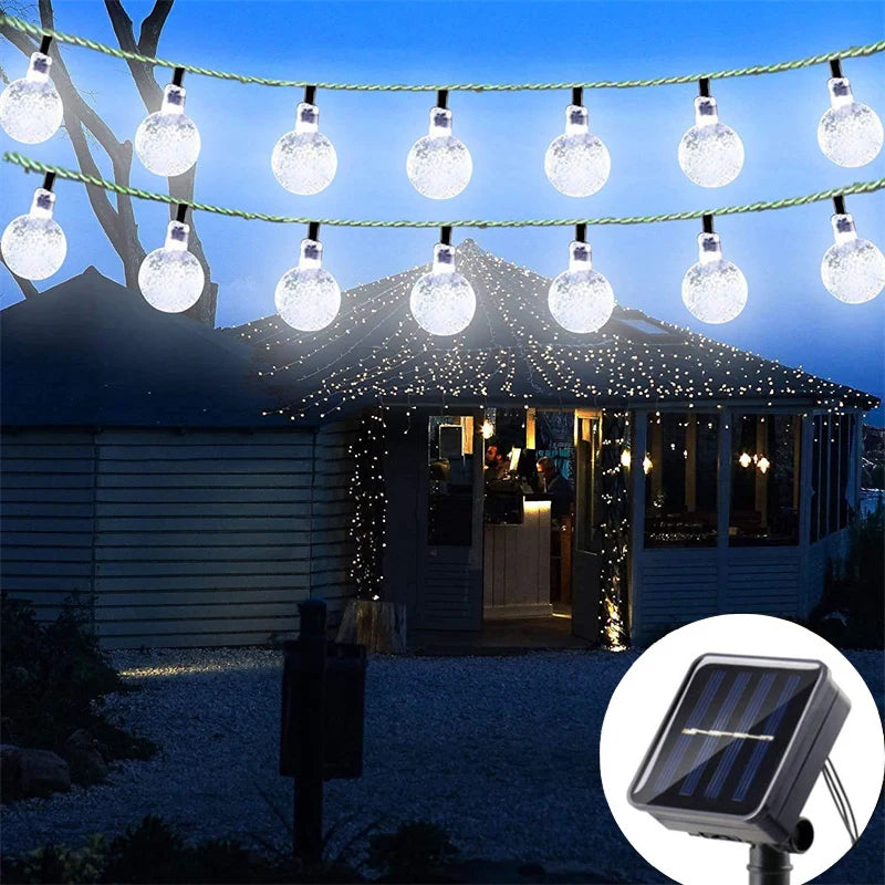5/7/12m Solar String Light Outdoor LED Crystal Globe Light Solar Fairy Light Garden Light for Christmas Wedding Party Decoration