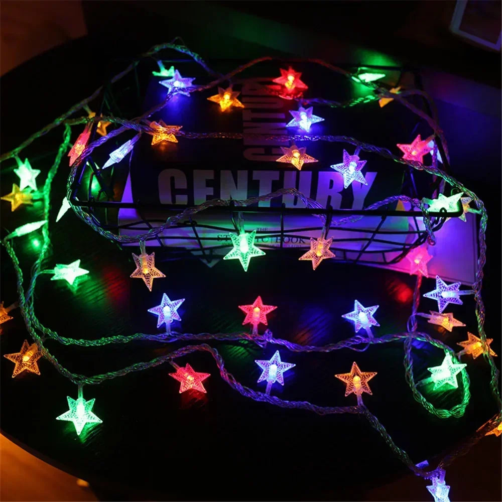 Battery Power Star String Lights Led Fairy Light Christmas Garland for New Year Wedding Party Camping Home Decoration Ramadan