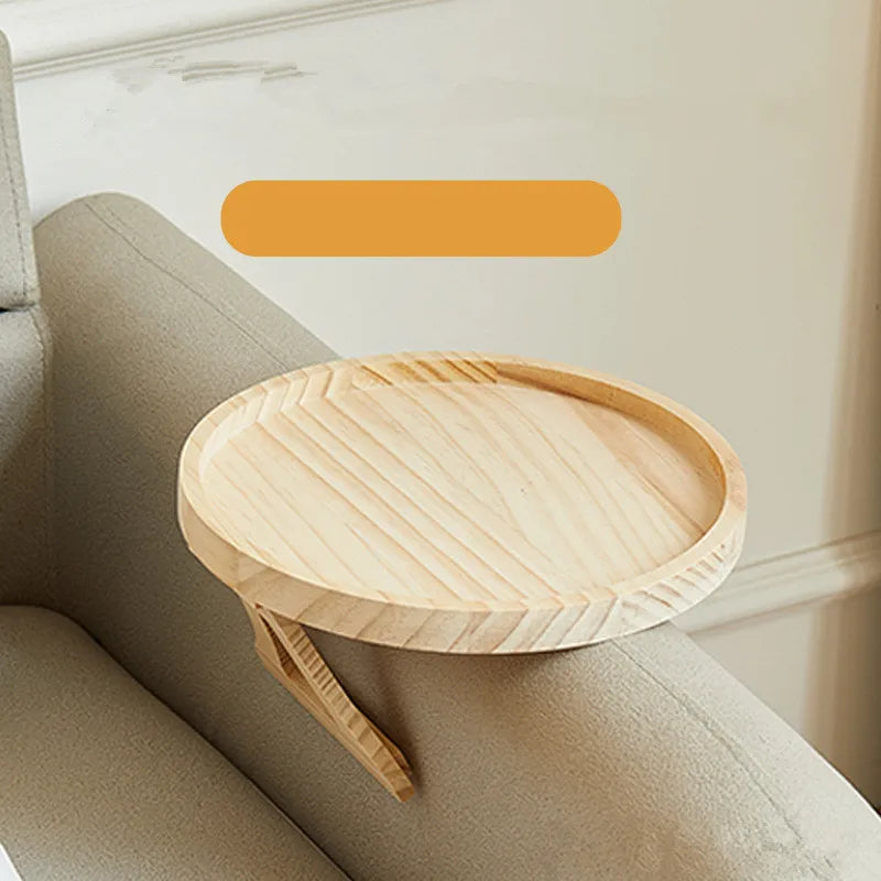 Natural Wooden Sofa Tray Couch Arm Desk Clip On Foldable Sofa Tray Table Practical TV Snack Tray for Remote Control Coffee Snack