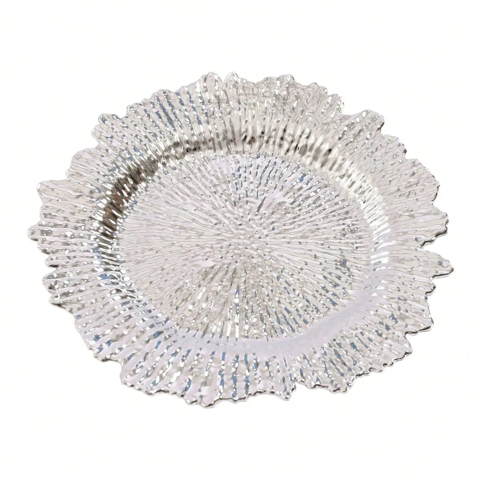 24PCS Charger Plates 12.6" Round Plastic Reef Plate Chargers With Flora Reef Design For Wedding, Party