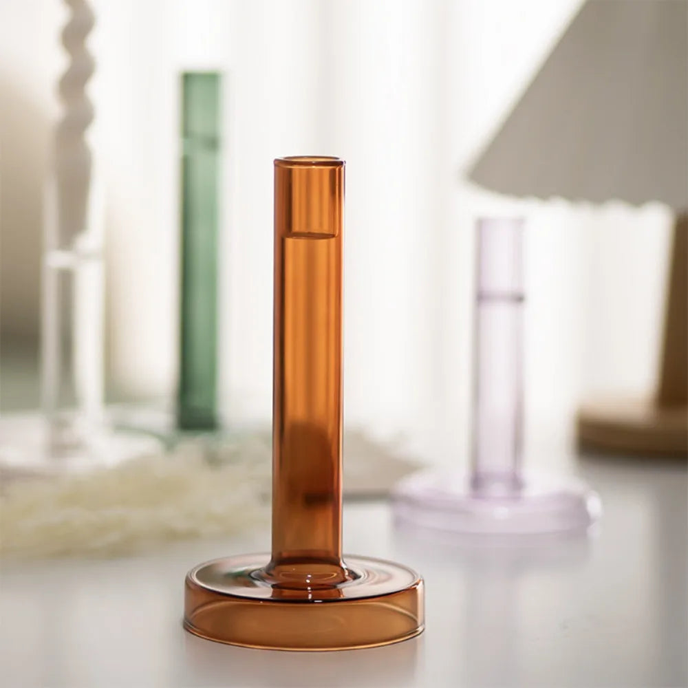 Creative Transparent Glass Vertical Candle Holder Home Bedroom Wedding Holiday Romantic Dining Table Decoration Ornament