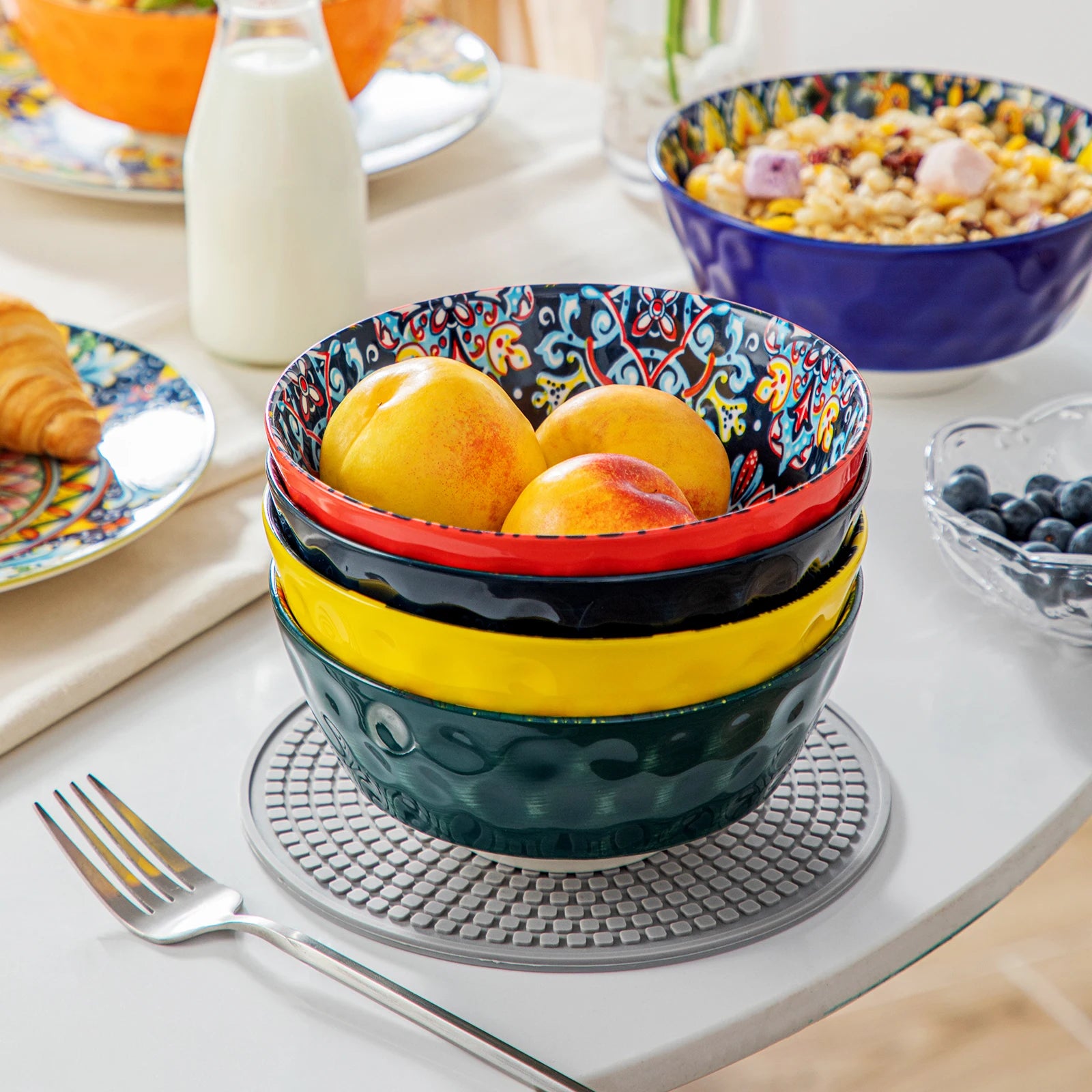vancasso 6/12 Piece Ceramic Soup Bowls 4.7 inch Soup Bowls Colorful Bowls Dishwasher Oven Safe  for Cereal/Soup/Oatmeal