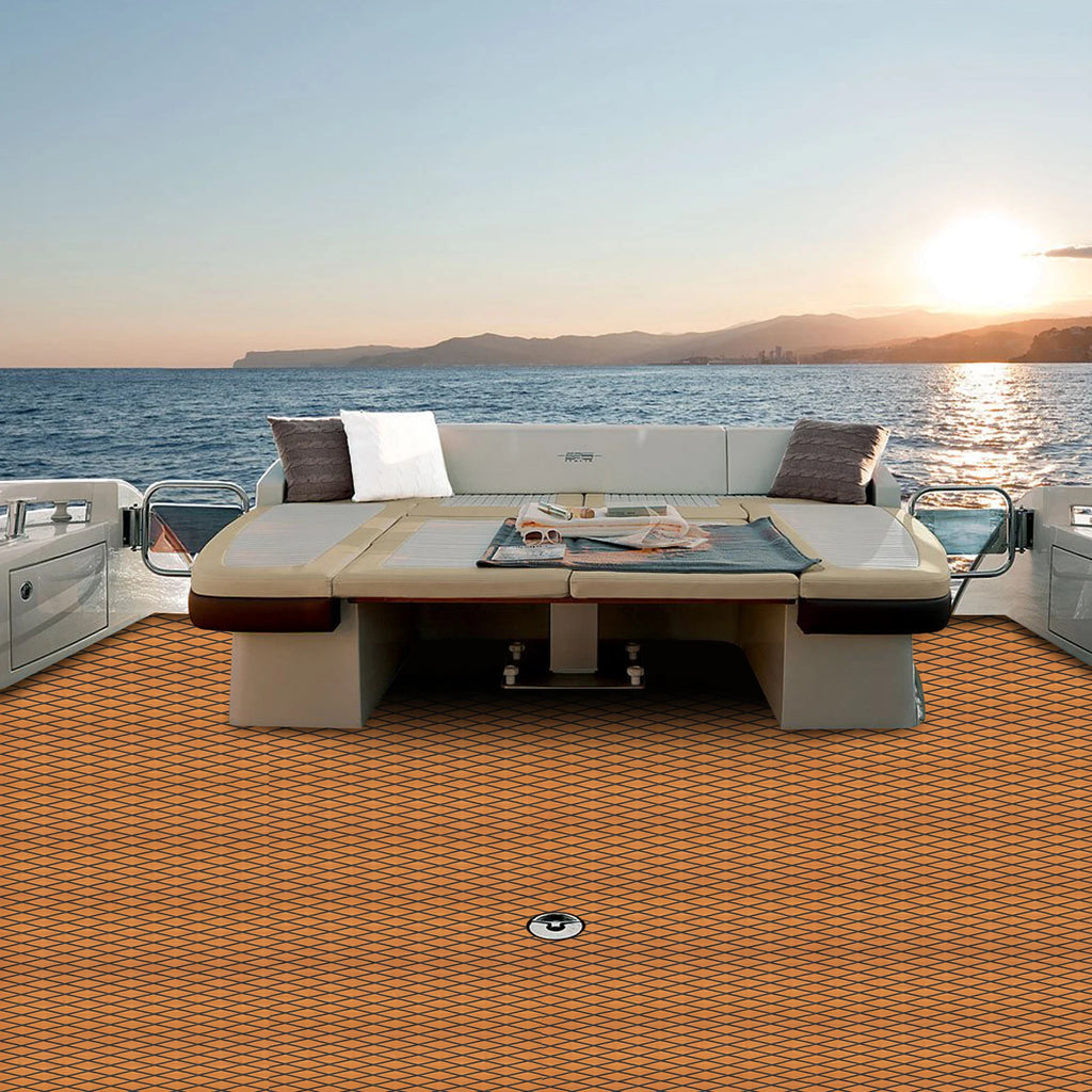 94"x35" Boat Non-Slip EVA Foam Decking Faux Teak Marine Self-Adhesive Mat for Motorboat RV Yacht Swimming Pool