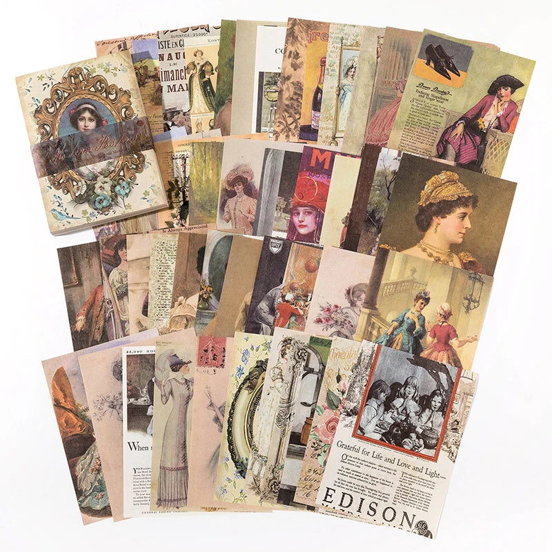 100Pcs/Pack Vintage Scrapbooking Decorative Paper Material Perfect for Collage Journaling Craft Diy Supplies