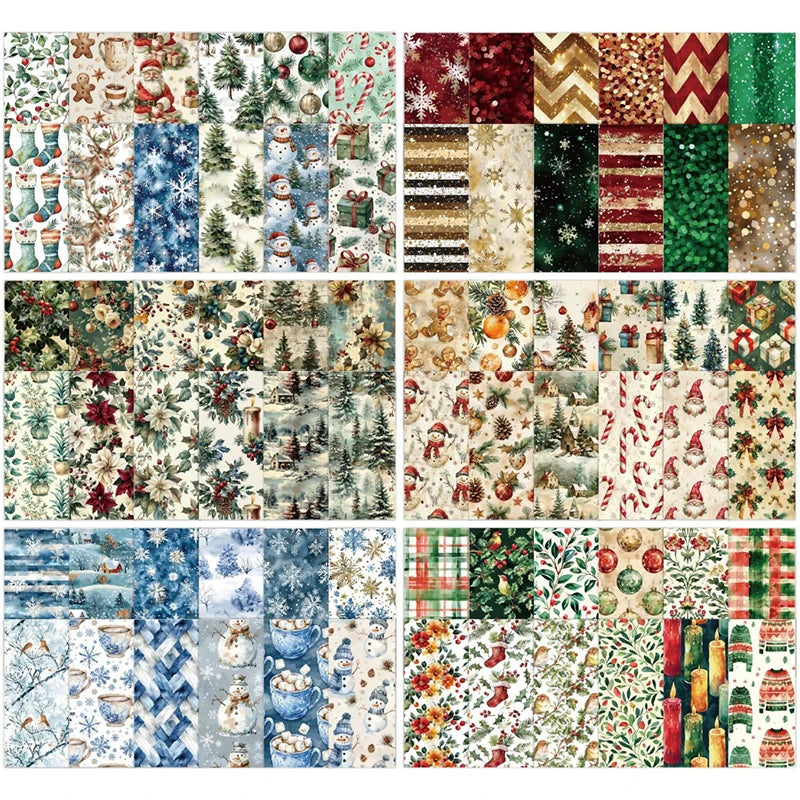 Prints Cardstock 160gsm Acid-free Decorative Christmas Scrapbook Paper Pad 12 Sheets 6x6 Glitter Confetti Snowflake Single-sided