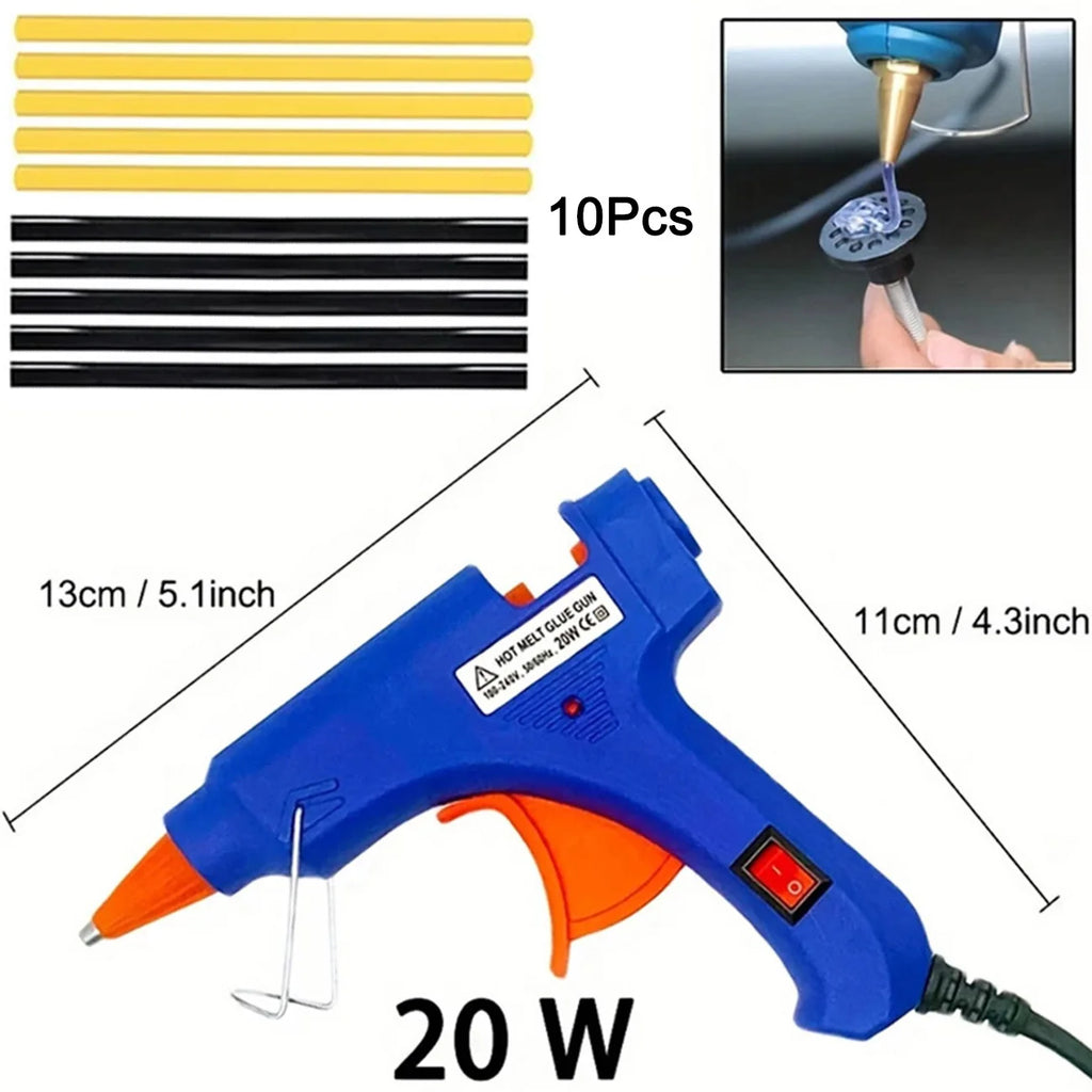 Car Dent Repair Tool Glue Gun Paintless Sheet Metal 2 in 1 T-bar Dent Repair Kit Auto Dent Remover Suction Auto Dent Puller Tool