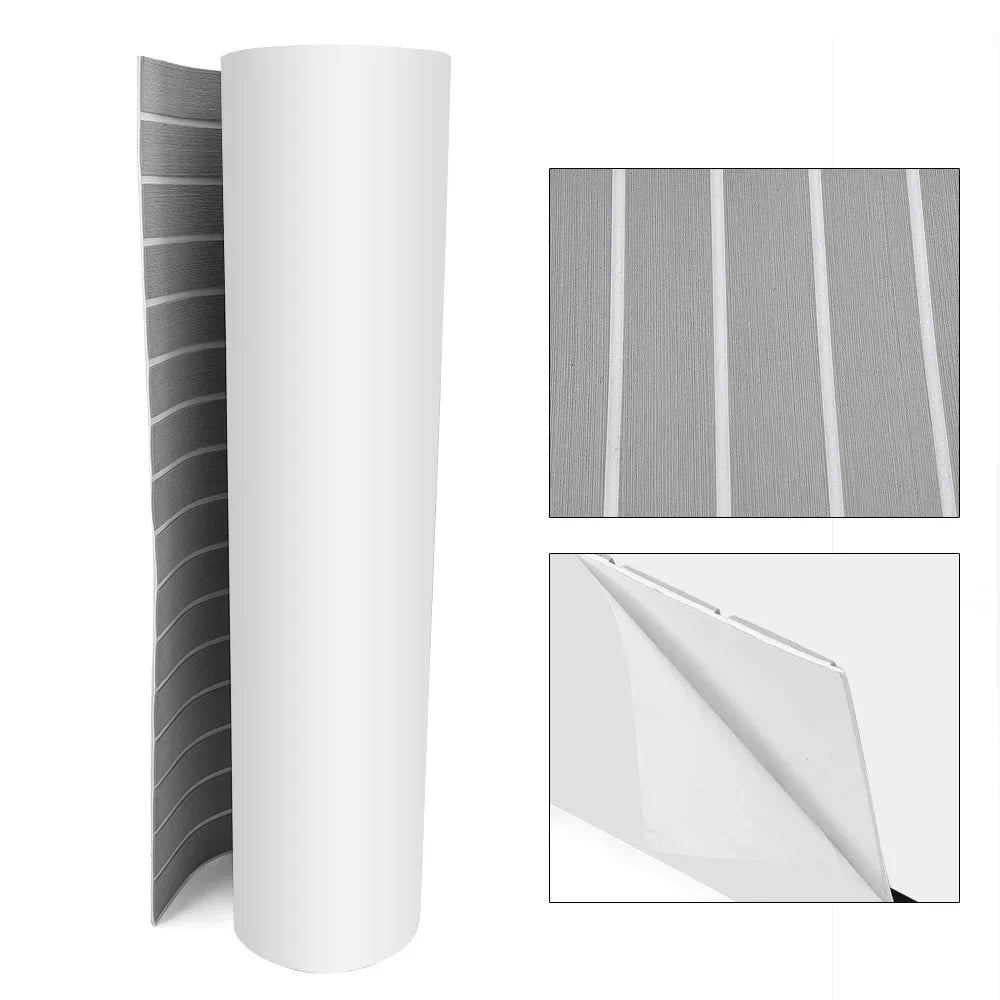 Grey and White EVA Foam Teak Sheet Marine Flooring Yacht Synthetic Boat Decking 240cm×90cm Self-Adhesive Pad Non-slip