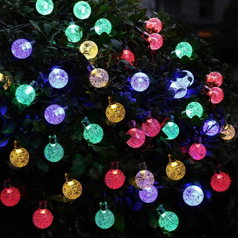 5/7/12m Outdoor LED Crystal Globe Light Solar Fairy Light Solar String Light for Easter Wedding Party Decoration