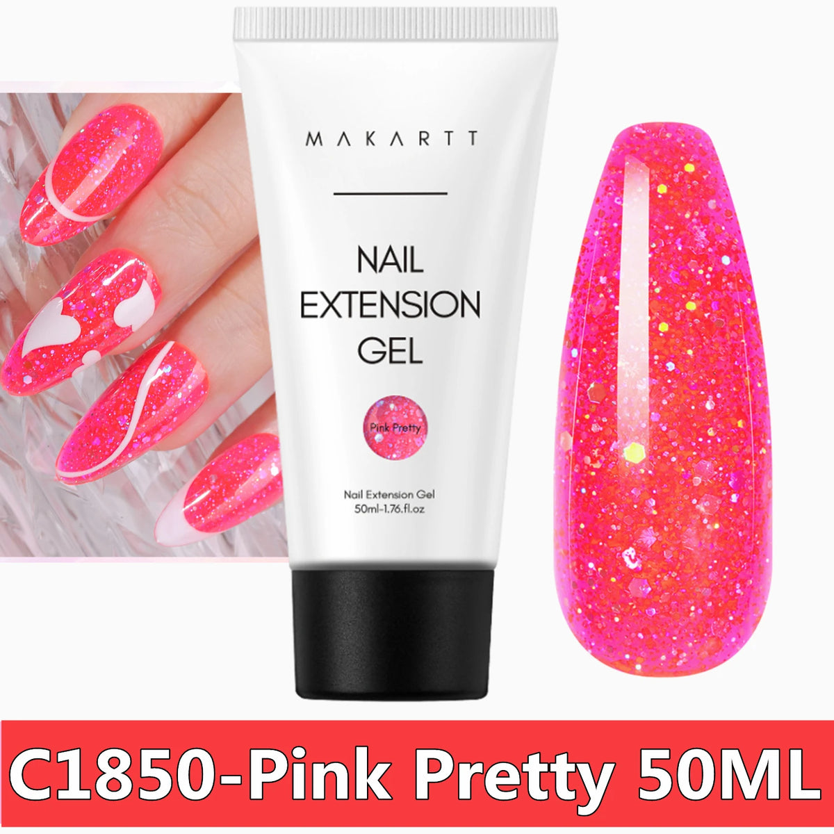Makartt Poly Nail Extension Gel for Nails ,Clear Pink Builder & Sculting Soak Off Hard Gel for Strong Natural Look for Beginer