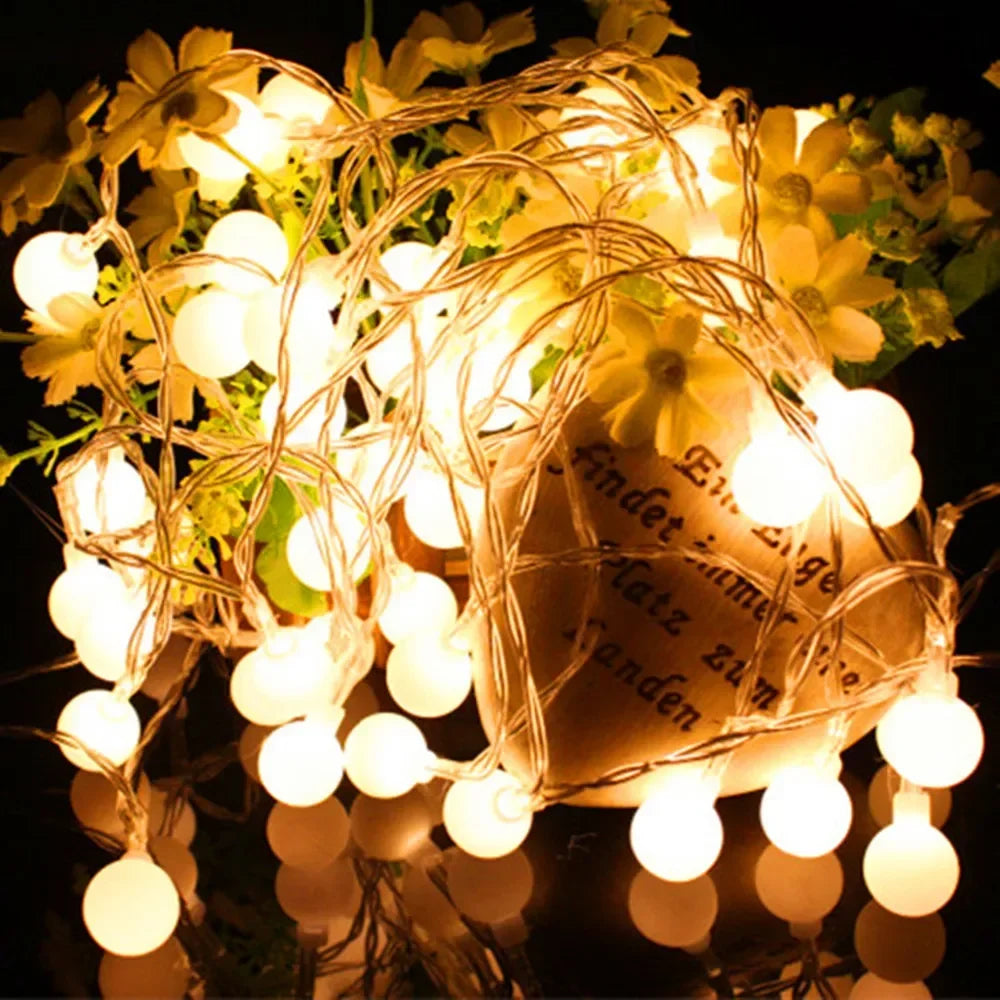 Ball LED String Lights Outdoor Ball Chain Lights Garland Lights Bulb Fairy Lights Party Home Wedding Garden Christmas Decoration
