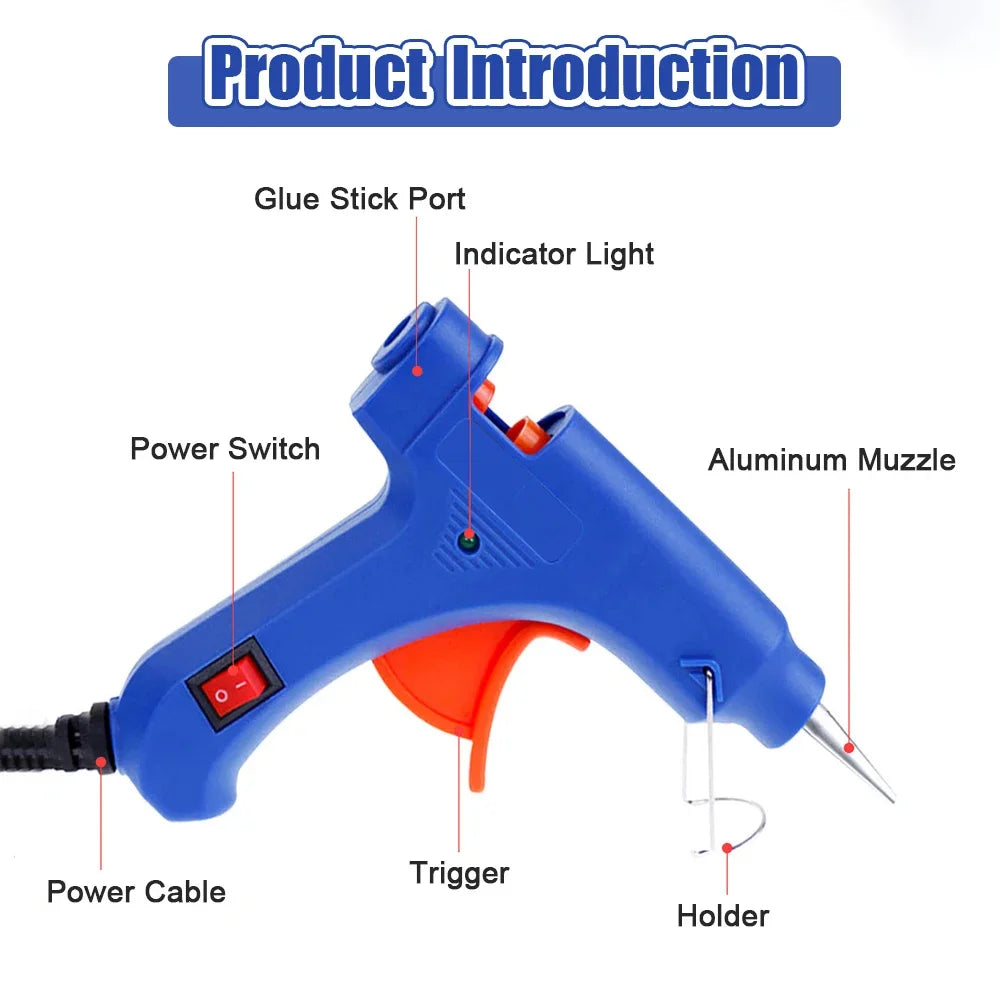 Wired Mini Industrial Hot Glue Gun - High-Temperature Silicone Tool for Home DIY Crafts & Art, Quick-Heating Plug-In Glue Gun