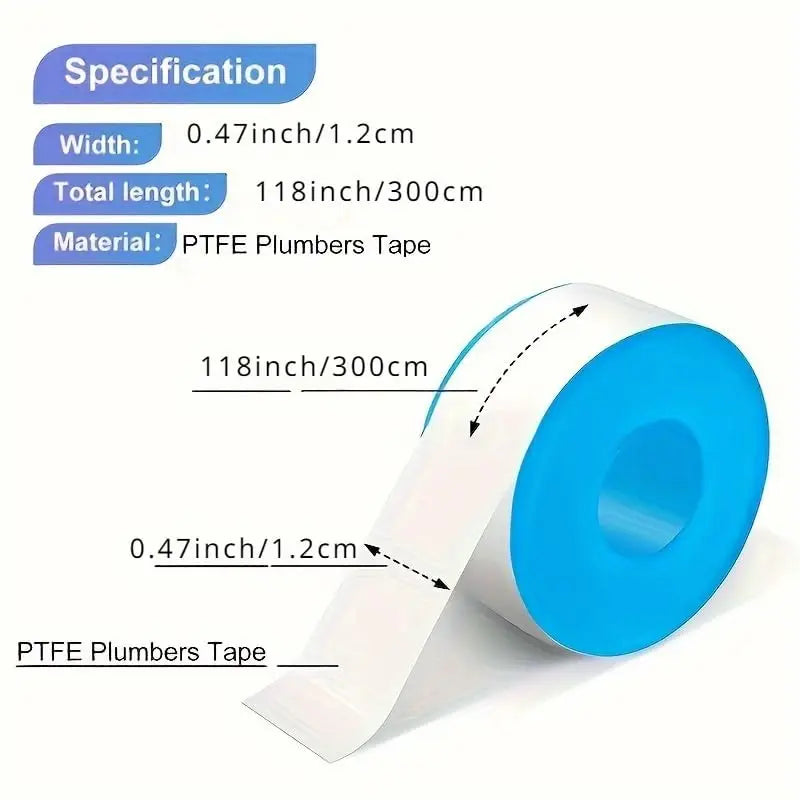 White PTFE Pipe Thread Seal Tape, Leak Proof Plumber’s Tape, Waterproof Sealing for Plumbing Connections
