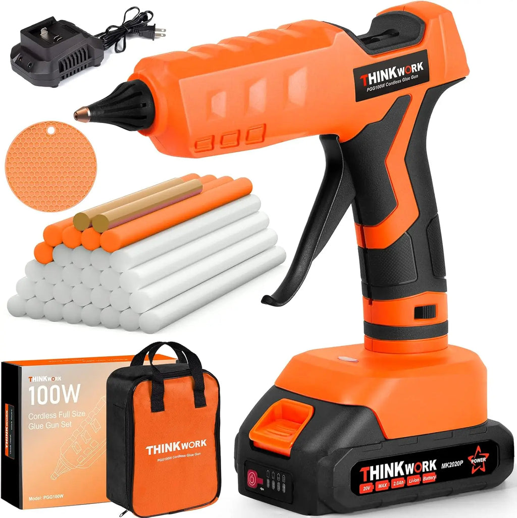 20V Cordless Hot Glue Gun Kit with 30 Sticks, Fast Heating for DIY Crafts and Repairs, Rechargeable Battery Included