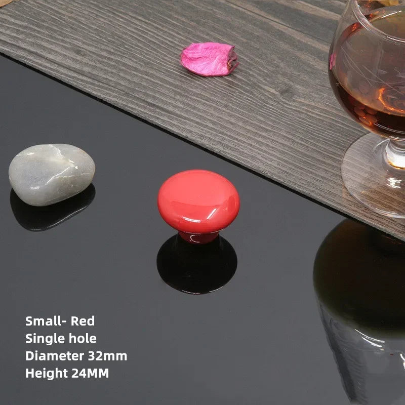 Colorful Ceramic Door Handles Round Cabinet Knobs Cupboard Drawer Wardrobe Pull Knob Furniture Candy Color Accessories