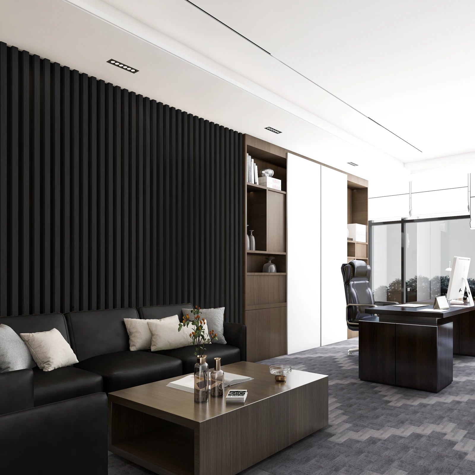 Art3d  4-Panels, Textured Wood-Look 3D Wall & Ceiling Tiles Noise Insulating MDF Grille Design,Acoustic Panels, 24" x 12"