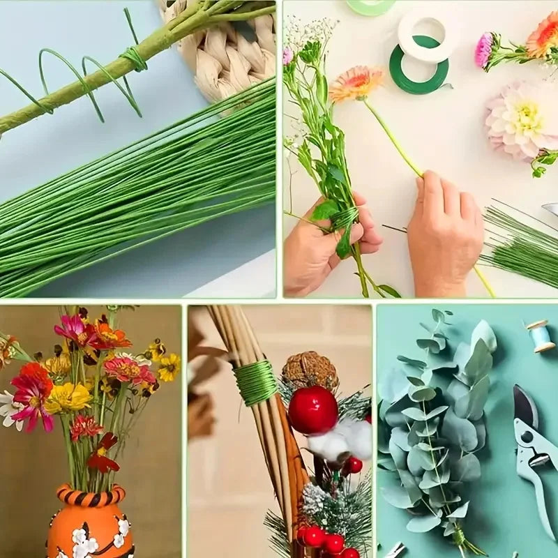 100 Pcs Floral Wire 26 Gauge Crafts Florist Green Floral Wire for Crafts Bouquet Stem Wreath Making Flower Arrangement Supplies1