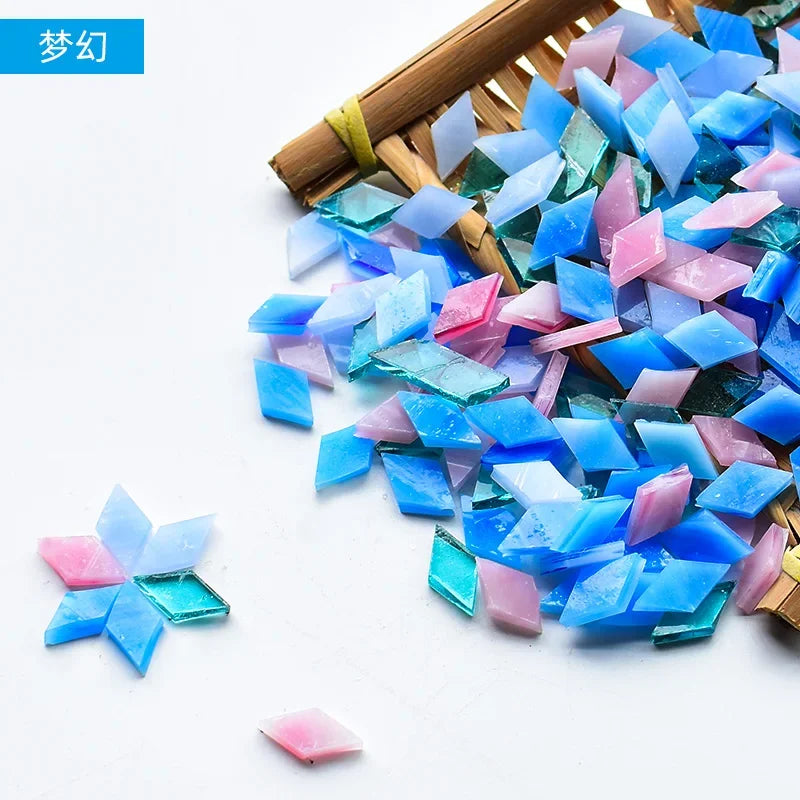 200g Diamond Shape Mosaic Mica Stained Glass Mosaic Tiles Mosaic Making Tiles for Puzzle Art DIY Craft Lamp Table Accessories