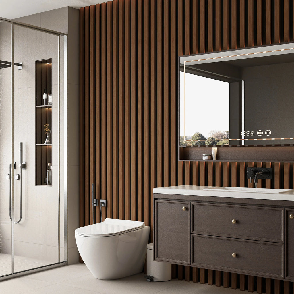 Art3d  4-Panels, Textured Wood-Look 3D Wall & Ceiling Tiles Noise Insulating MDF Grille Design,Acoustic Panels, 24" x 12"