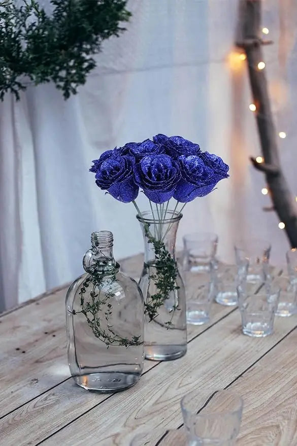 Mother's/Valentine's Day 30/50 pcs 7cm Glitter artificial flower rose girl friend wife DIY bouquet gifts for wedding Birthday