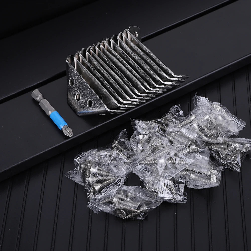 12 PCS Universal Furniture Corner Connectors Stainless Steel Corner Brace for Wood Furniture Drawer Cabinet Table Chair