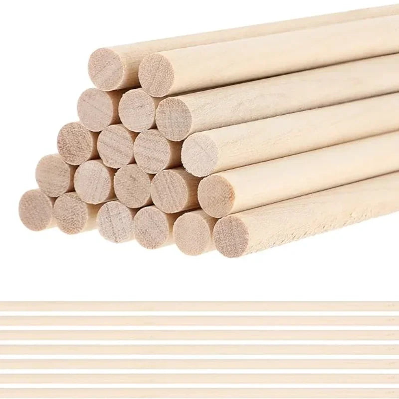 10-60pcs DIY Craft Wooden Sticks , 4-8mm Round Smooth Bamboo Dowels for Model Making & Projects, Easy to Cut