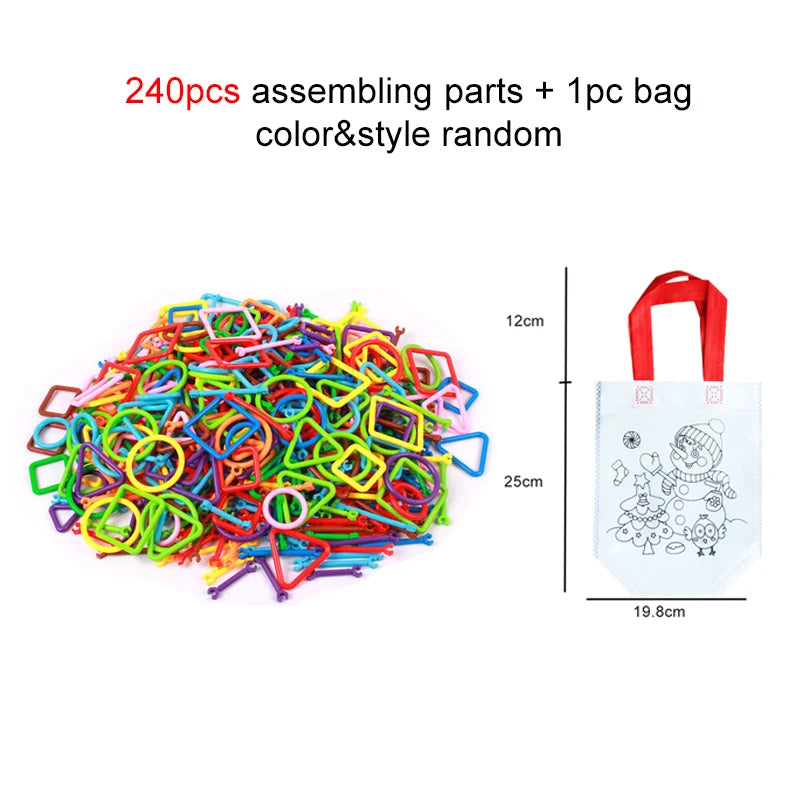 65~240pcs Kids DIY Building Blocks Stick with Storage Bag Montessori Early Learning Children Plastic Intelligence Sticks TMZ