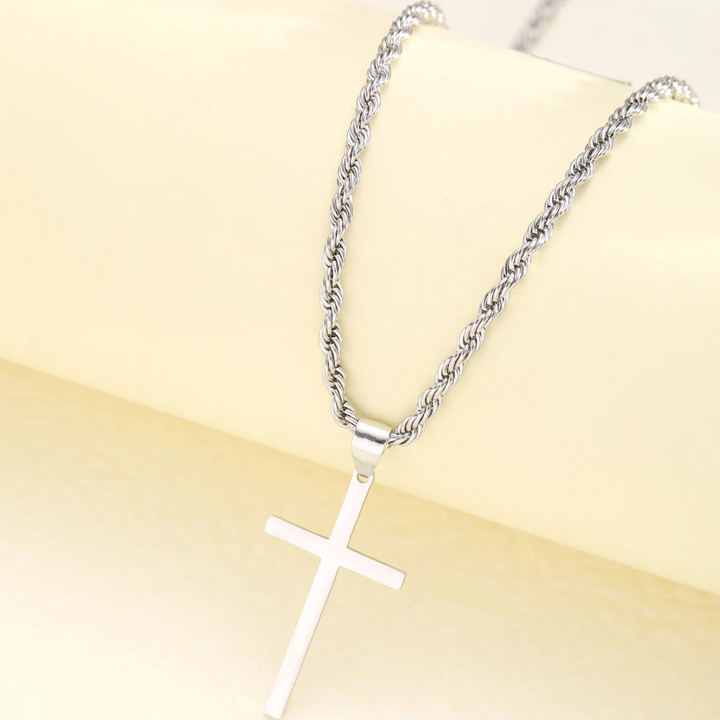 LLL New Stainless Steel Cross Pendant Necklace for Men Women Minimalist Gold Color Jewelry Male Female Necklaces Chokers Gifts