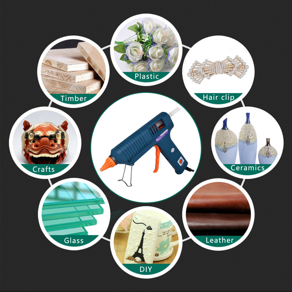 150w Hot Glue Gun, 8 Combinations, Adjustable Temperature, Suitable For Craft Repair Diy Use 11mm Glue Stick Purecopper Nozzle