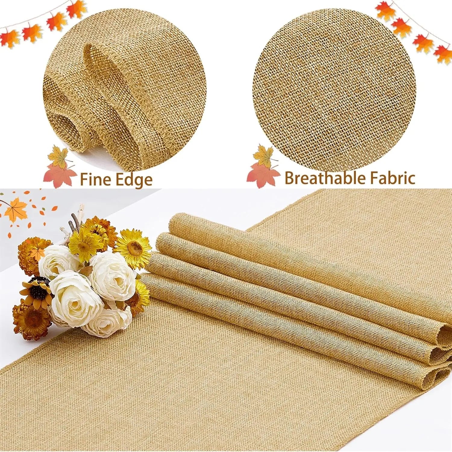 36 Pcs Burlap Table Runners 12 x 108 Inches Khaki Table Runner Rustic Farmhouse Burlap Runners Jute Vintage Table Runner for Wed
