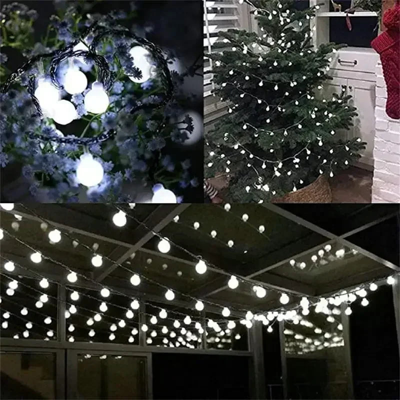 Ball LED String Lights Outdoor Ball Chain Lights Garland Lights Bulb Fairy Lights Party Home Wedding Garden Christmas Decoration