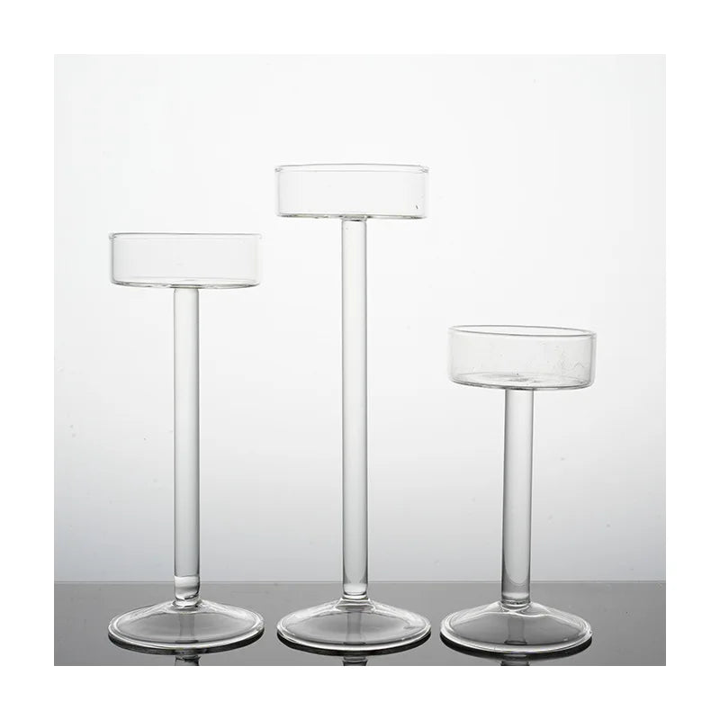 【High Quality Crystal Glass Candle Holder】High-Legged Minimalist Modern Candle Holder Domestic ornaments Create a Romantic Dinne