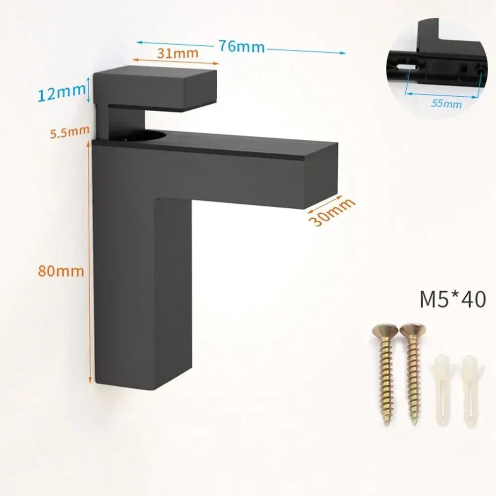 Wall Mount Glass Shelf Holder Adjustable Frameless Zinc Alloy Brackets Wardrobe Cupboard Door Clamp Furniture Accessories