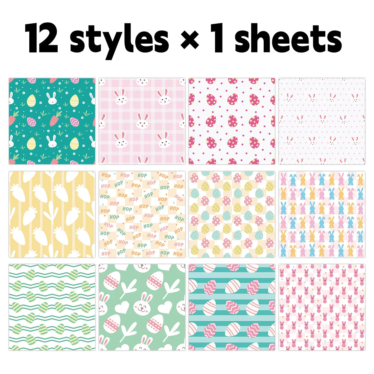 12pcs Easter-Themed Decorative Paper Pad,For Scrapbooking,Junk Journaling,Paper Cutting,Crafting,Holiday Home Decor Decoration