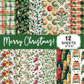 Prints Cardstock 160gsm Acid-free Decorative Christmas Scrapbook Paper Pad 12 Sheets 6x6 Glitter Confetti Snowflake Single-sided