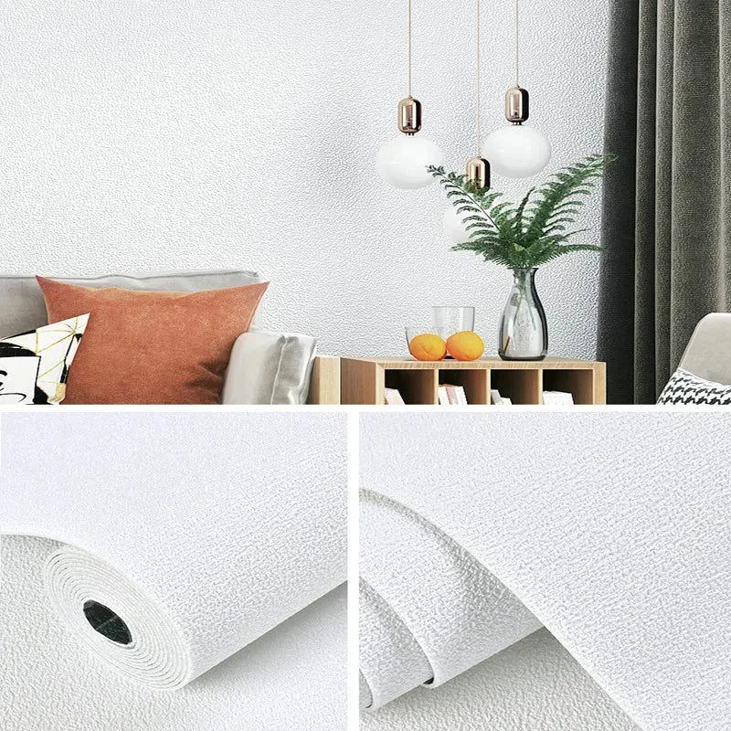 Linen 3D Foam Self-adhesive PVC Solid Color Thickened Waterproof Background Wall Renovation Wallpaper Wall Stickers Home Decor