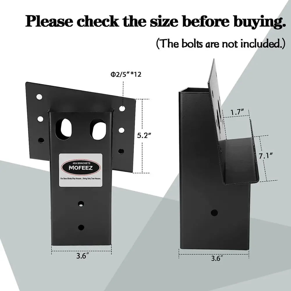 Set of 8 4x4 Outdoor Compound Angle Brackets for Deer Stands and Hunting Blinds