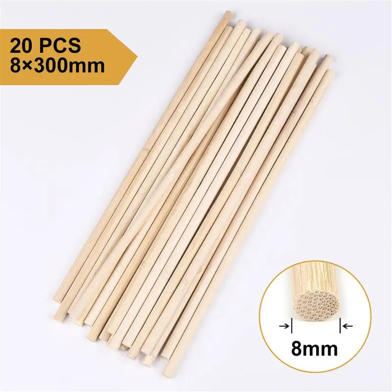 20pcs/50pcs Small Solid Bamboo Stick Diameter 3mm/4mm/5mm/6mm/8mm/10mm/Length 30cm DIY Handmade Building Model Materials Wood