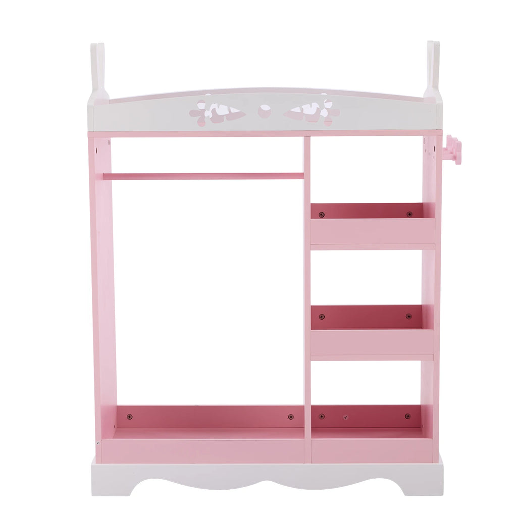 MDF Particle Board Painted Veneer Rabbit Ear Design 1 Mirror 3-Layer Shelf 1 Hanging Rod Wardrobe