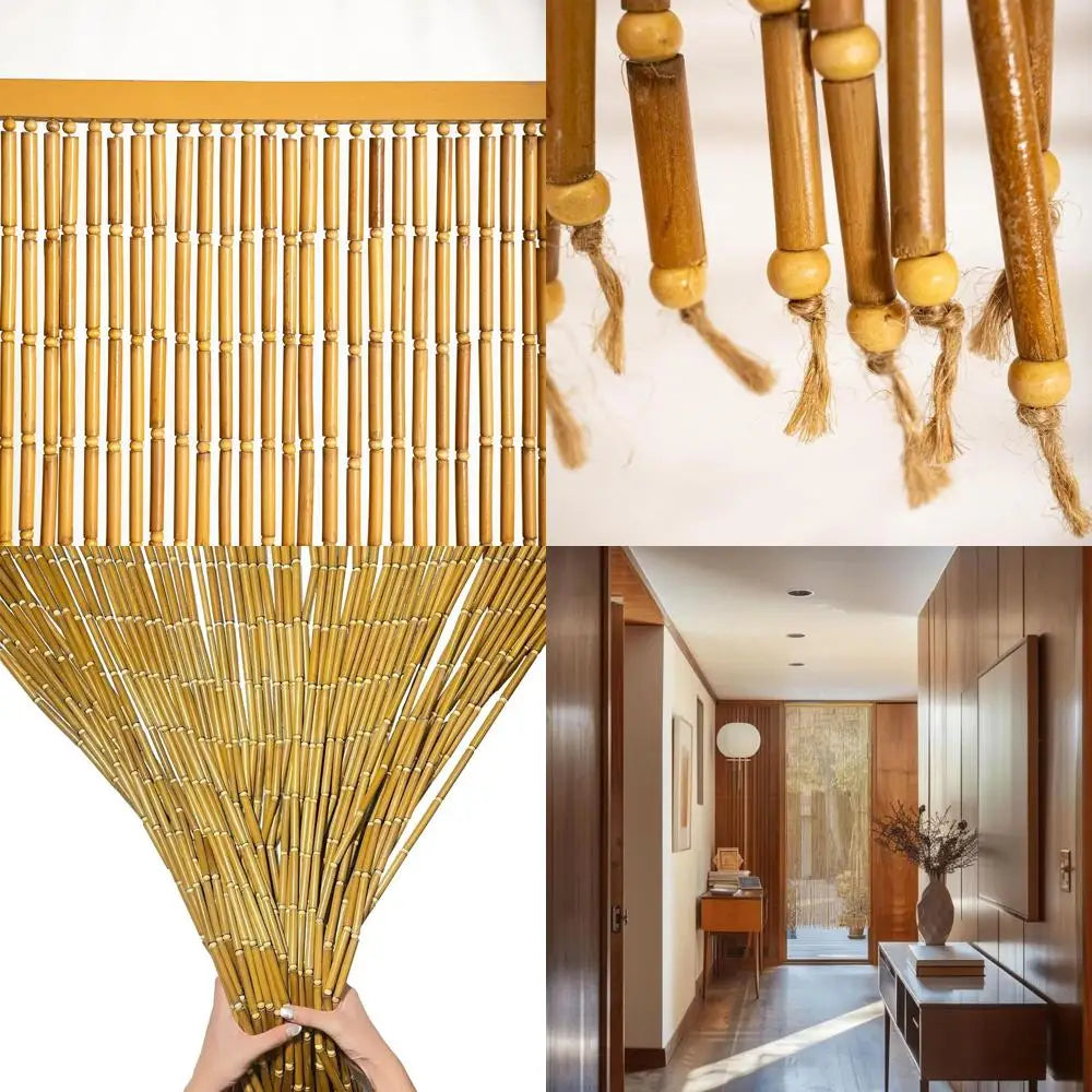 Elegant Bamboo Bead Curtains for Doors, Natural Privacy Dividers, Stylish and Easy to Install