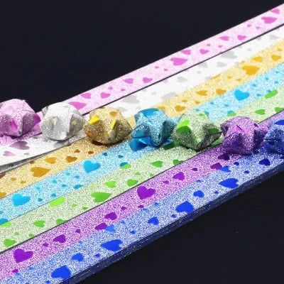 140 Sheets Glitter Paper Origami Stars Paper Strips Lucky Star Decoration Folding Paper Origami for Hand Arts Make Home Decor