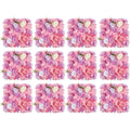 12PCS Flower Wall Panel 3D Artificial Flower Backdrop Wall Silk Hydrangea Rose Floral Panel for Wedding Terrace Garden Backyard