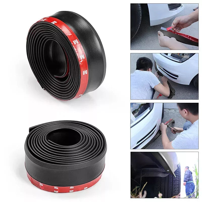 Universal Car Front Bumper Lip Splitter Spoiler Rubber Skirt Protector BodyTrim Bumper Lip Strip Car Side Lip Exterior Mouldings