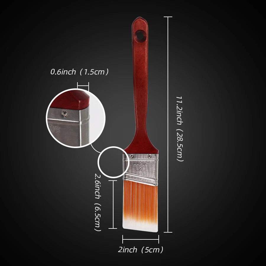 3-piece set of professional paint brushes, high elasticity bristles, 2 inches with long wooden handles, easy to paint