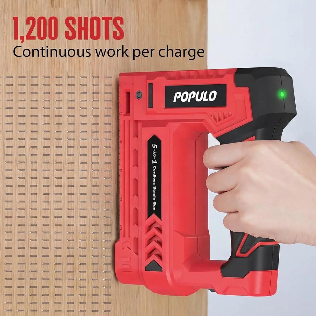 5-in-1 Cordless Electric Staple Gun Kit with 4V Battery, 2000 Staples & Nails for Home DIY Wood Upholstery