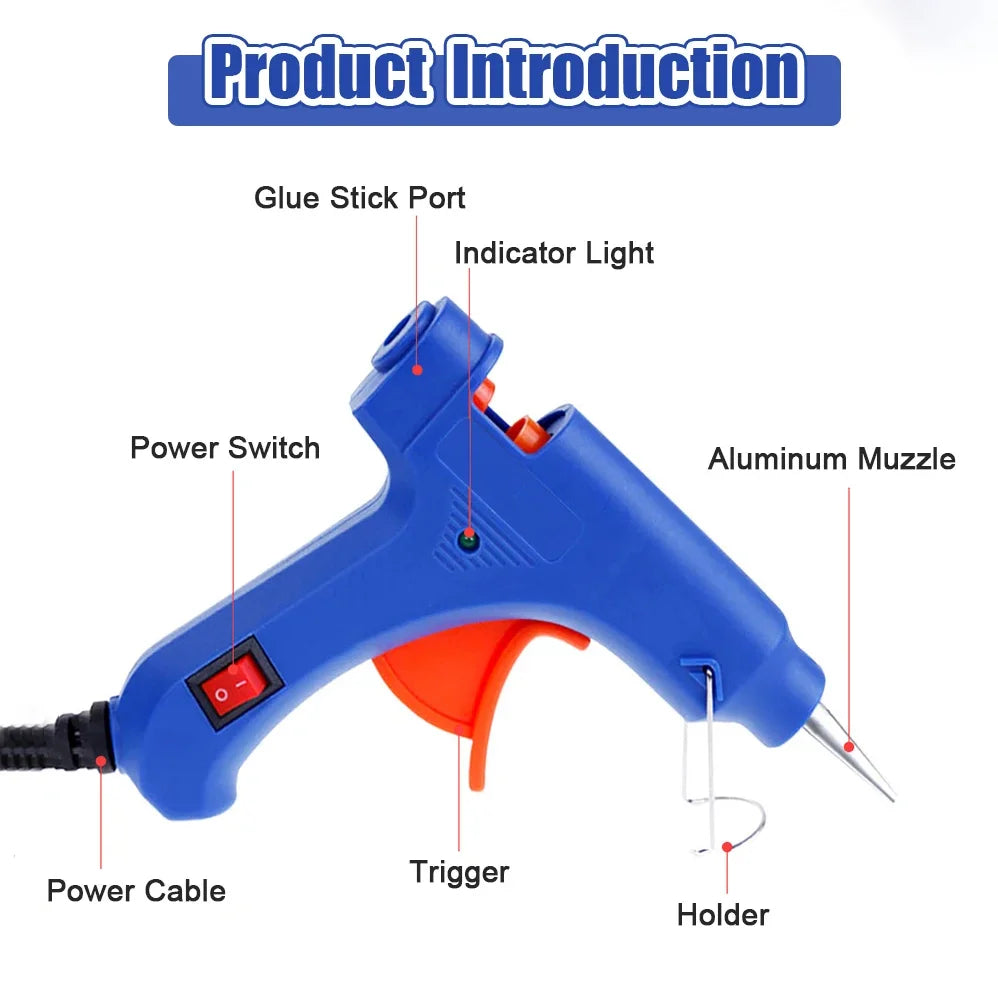 Fast Heating 20W Hot Glue Gun Household Industrial Multipurpose Electric Glue Gun Hot Glue Sticks for DIY Crafts Home Deco