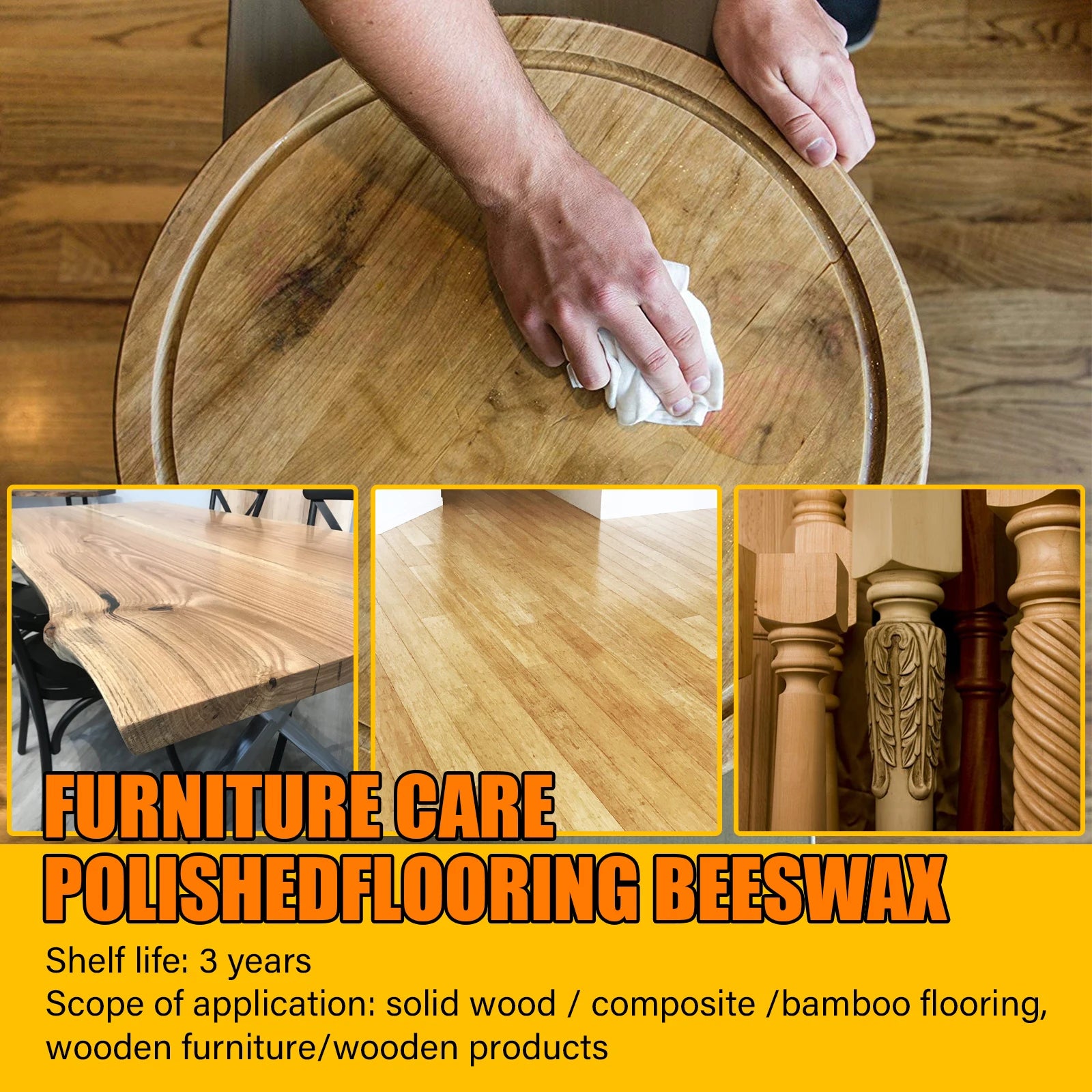 EELHOE Furniture Polishing Beeswax Beeswax Wood Seasoning Beewax Wooden Floor Cleaning Maintenance Polished Brighten Care Wax