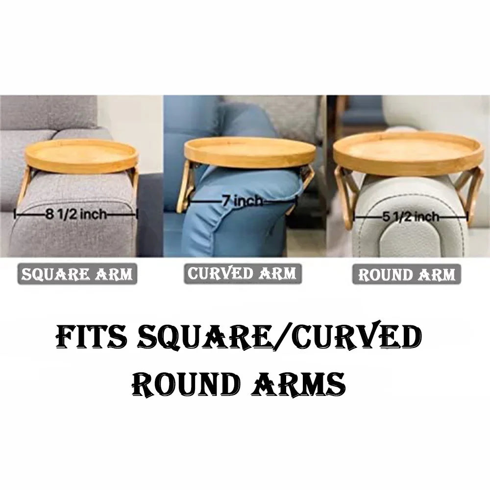 Natural Wooden Sofa Tray Couch Arm Desk Clip On Foldable Sofa Tray Table Practical TV Snack Tray for Remote Control Coffee Snack