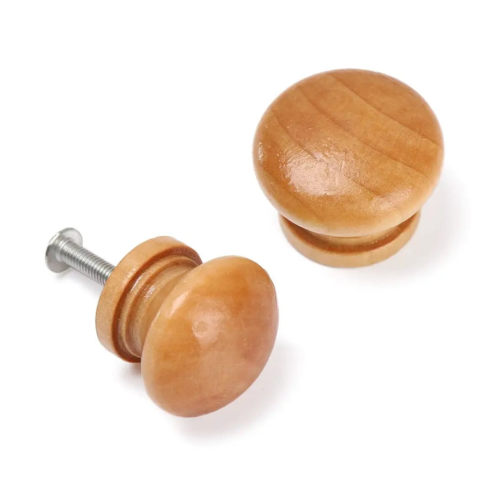 10pcs/Lot Round Natural Wooden Cabinet Pulls Round Shape Drawer Knob Door Handle Wardrobe Pulls Furniture Fitting Hardware