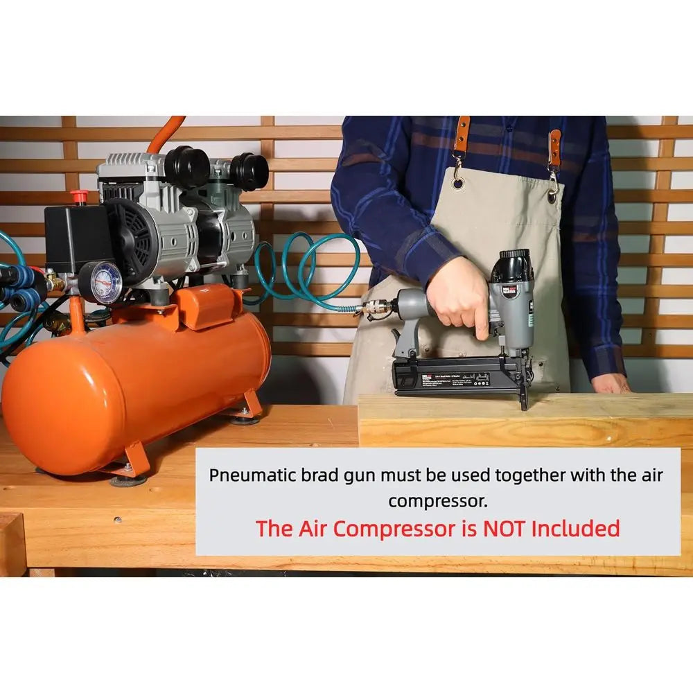 Pneumatic Brad Nailer, 2 in 1 Nail Gun Staple Gun, 18 Gauge, 2 Inch Brad Nails, 1-5/8 inch Staples, Carrying Case, Safety Glasse