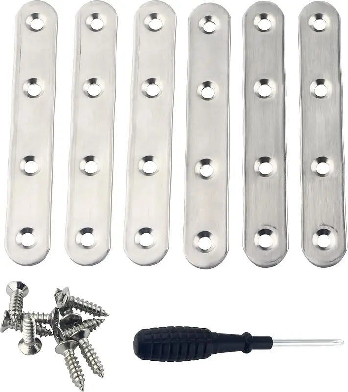 5 Pcs Stainless Steel Flat Metal Fixing Corner Brace Bracket, (Silver)16size for Furniture, Wood, Shelves, Cabinet